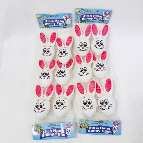 Vintage Fill & Hang Plastic Bunny Eggs - 2 Packs (12) - Picture 1 of 5